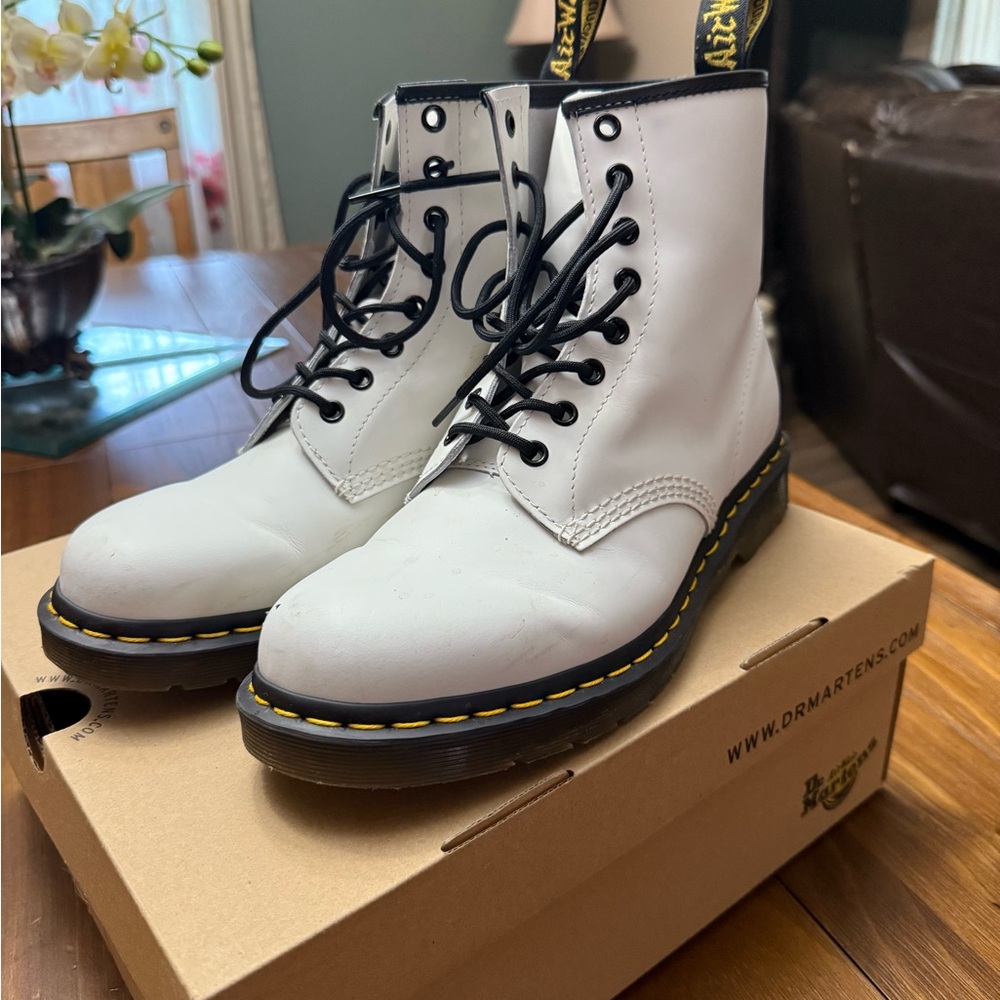 Dr. Martens White Leather Boots